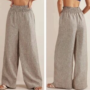 Boden Gray Striped Wide Leg Pants